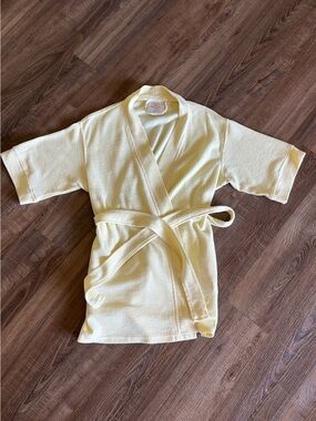 Women's Waffle Kimono Robe in Pale Yellow